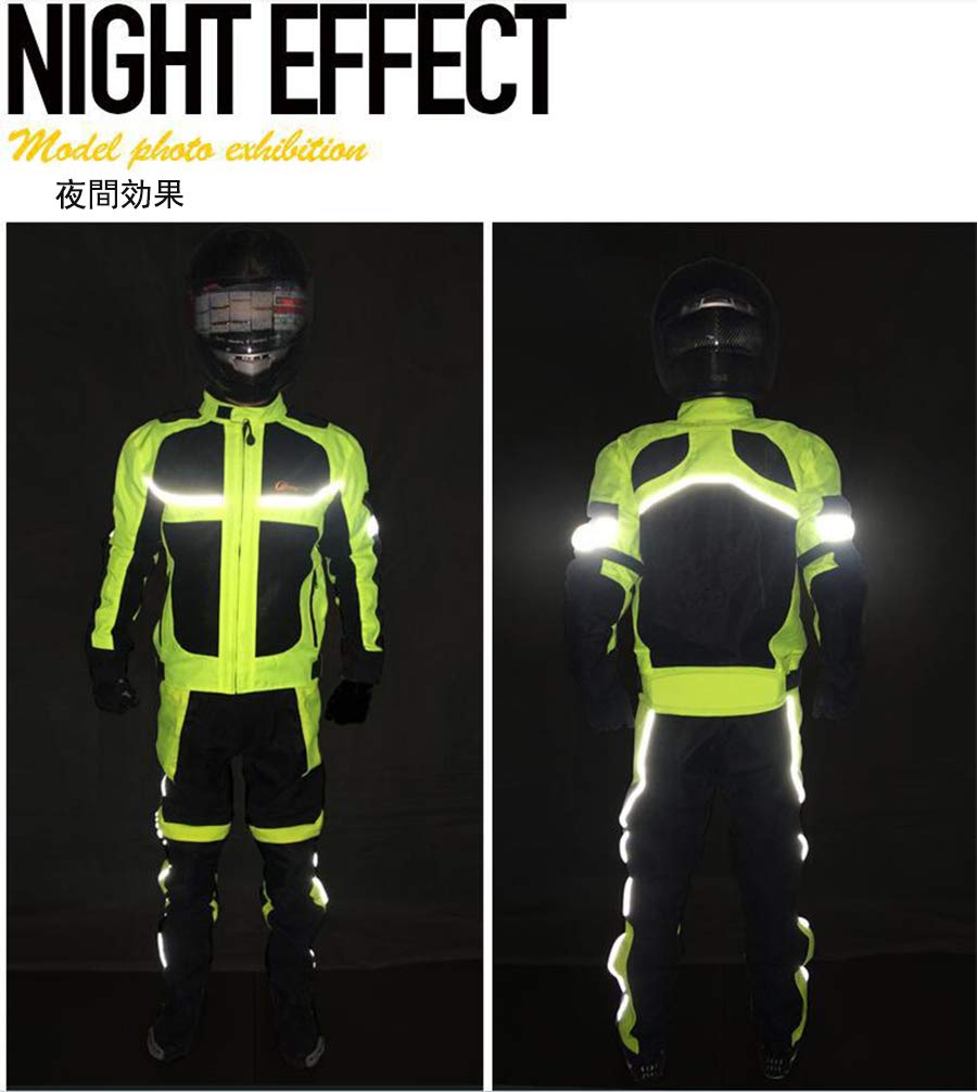 Amazon | 夏 バイクジャケット 3XL 夜間蛍光反射ライダースジャケット